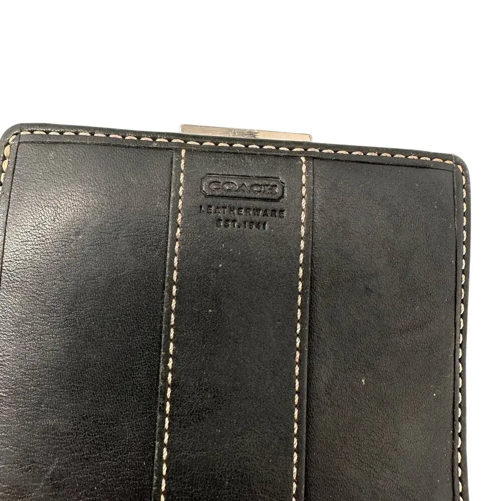 Coach Vintage Black Leather Small Bi-Fold Coin Wallet Rare